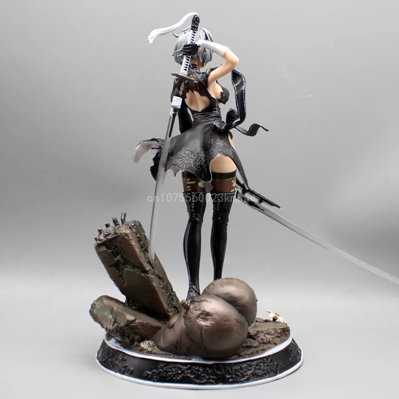 Nier Automata Figures Yorha No.2 Figure 33cm Pvc 2B Statue 2 Heads Action Figurine Collection Cars Ornament Hot Girls GK Gifts