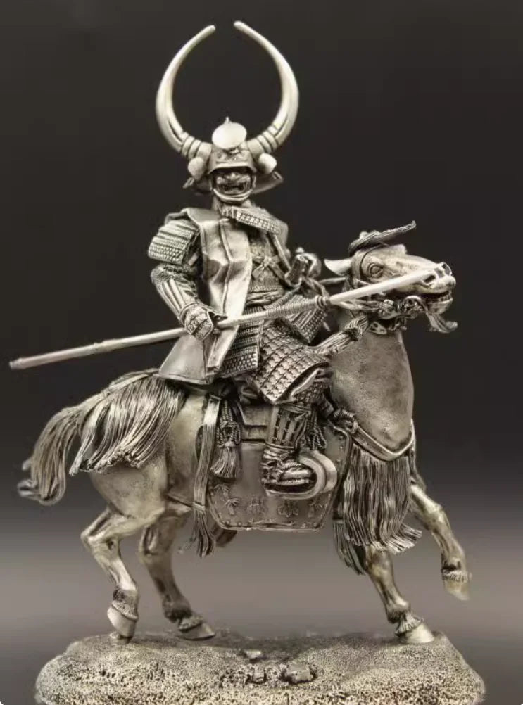 Sengoku Era Fukushima Masanori Samurai Figurine Japan Tin Metal Soldier Bravely Fighting at Sekihara Battle Field Collectible
