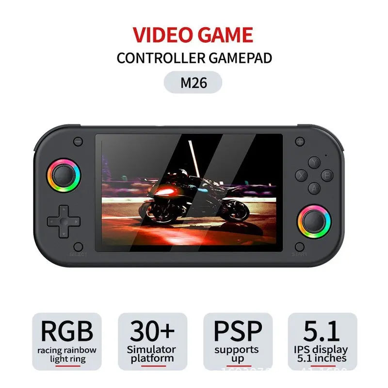 M26 Retro Handheld Game Console 5 Inch 3D Large Screen 4K HDR 20000+ Games 30+ Emulators Support PSP RGB Portable Gaming Device