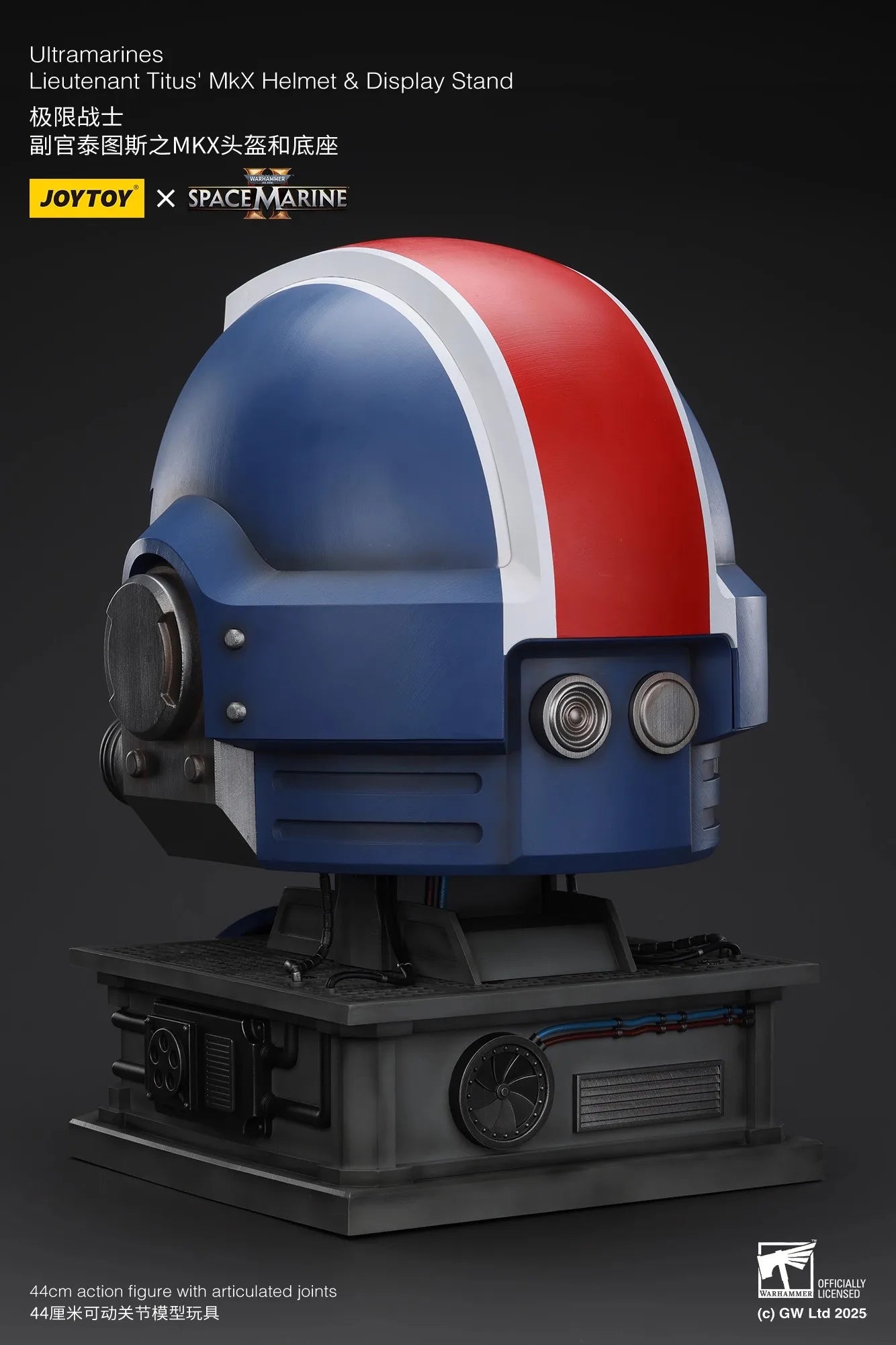 JOYTOY Warhammer 40K 1/1 Ultramarines Lieutenant Titus' MKX Helmet & Display Stand Action Figure Model Wearable Helmet