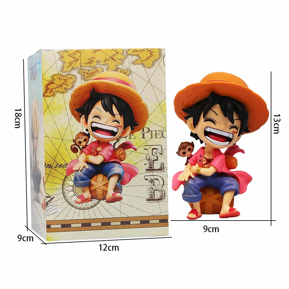 One Piece Handheld Luffy Solon Portgas·D· Ace Sitting Yamato versión Q juego de moda dibujos animados Anime coche ornamento rega