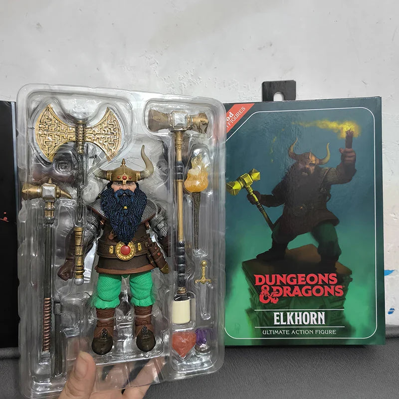 Original Neca Dragon And Dungeon Anime Figur Zwergenkrieger Elkhorn Actionfiguren Handmodell Spielzeug Sammlerstück Geburtstagsgeschenke