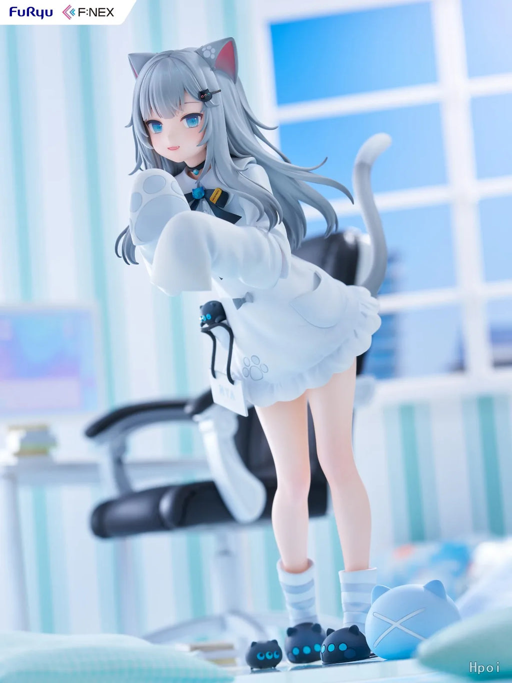 22CM Anime Nachoneko Channel Hennyano Nachoneko Figure Standing Model Toy Doll Cute Action Figure PVC 1/7