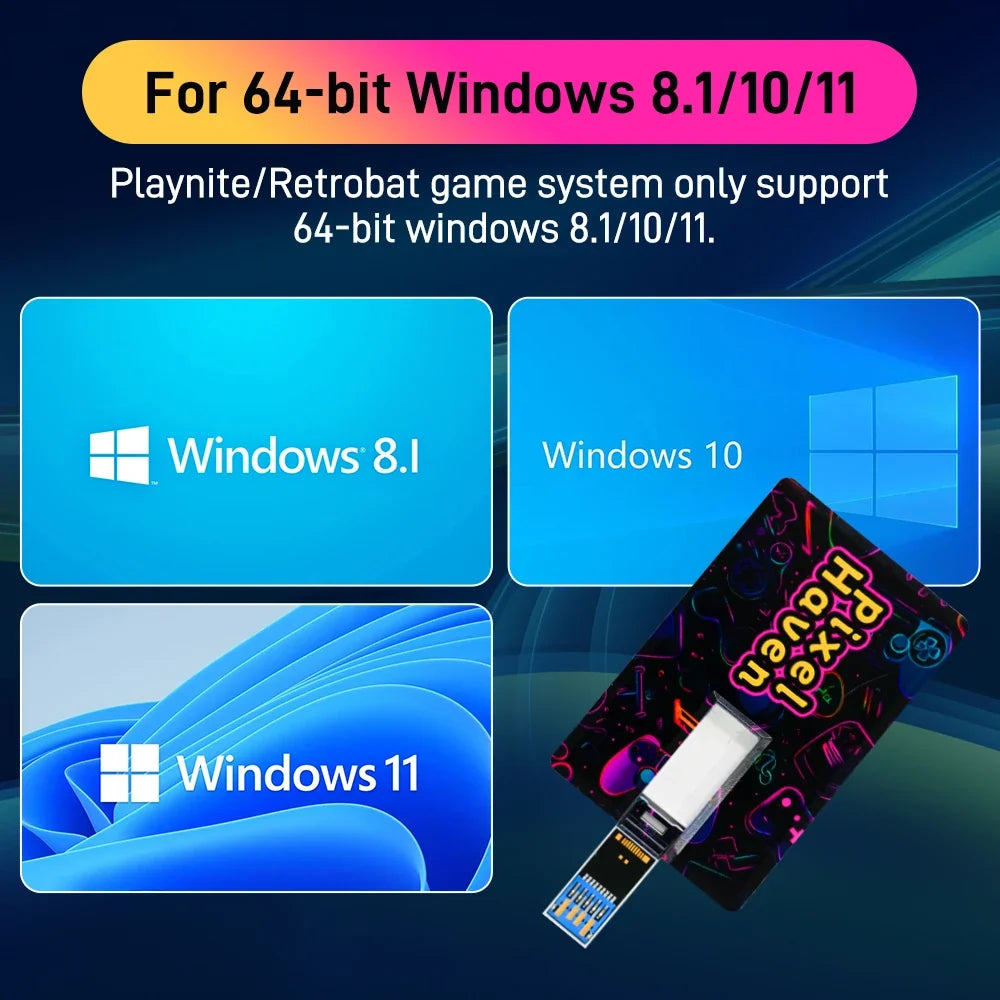 Playnite&Retrobat Memory Card With 15876 Games Plxel Haven Card For N64/PS3/PS2/Switch For Steam Deck/ROG Ally/Win Handheld/PC