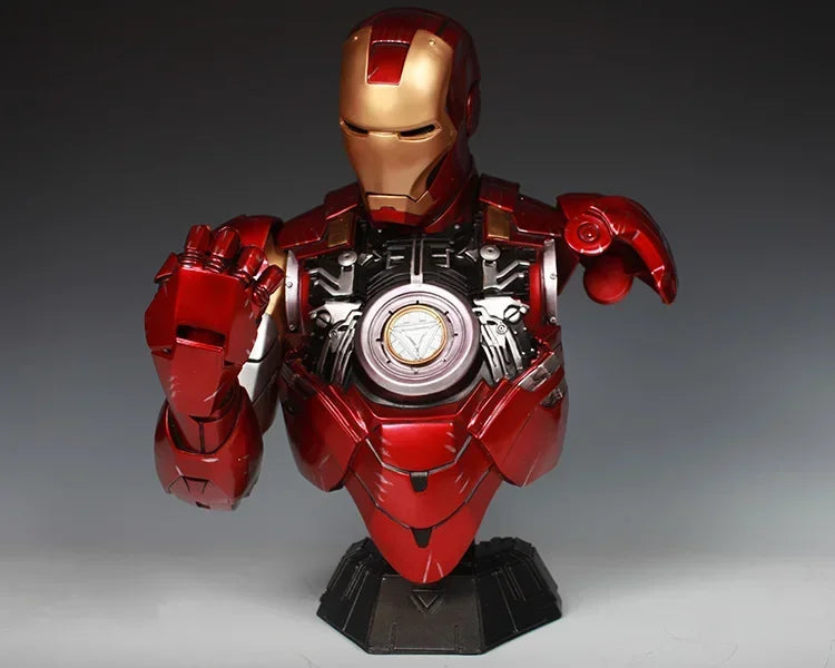 Superhero 41cm Ironman Iron man MK6 Mark 6 Head bust Portrait With LED Light GK Figure statue Collectible Model home decoration