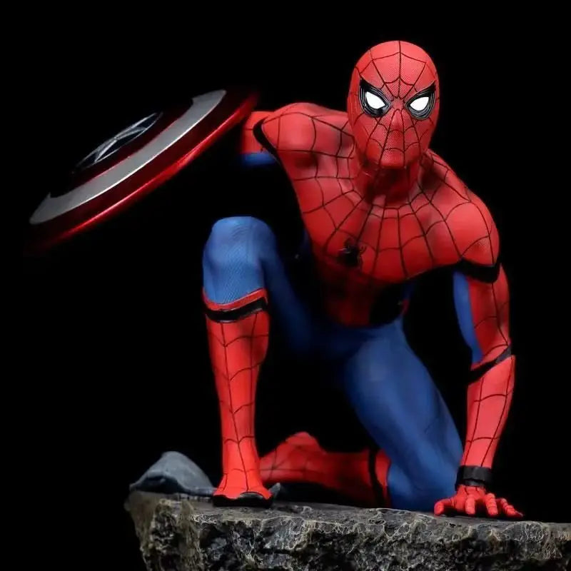 Marvel Spider-Man Figure 1/4 Scale Collectible Resin Statue - Spiderman Iron Man Mk6 Captain America Shield Action Figure Gift