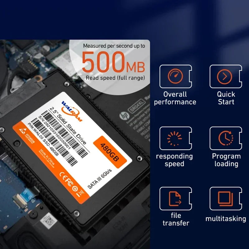 WALRAM SATA3 SSD 512GB Laptop 2.5 HDD 1TB 2TB Solid State Drive 500GB 120GB 128GB 240GB 256GB 480GB HD Desktop PC Hard Disk 1 TB