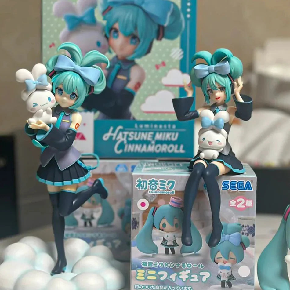 20CM Anime Hatsune Miku X Cinnamoroll Figure Anime Peripheral Collectible Models Decorative Decorations Children Kawaii Gift