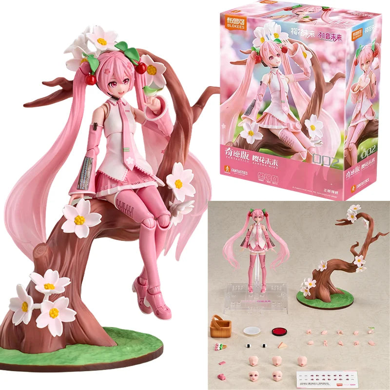 Blokees Hatsune Miku 17th Modeling Sakura Miku Singer Action Figure Joint Mobility Anime Assembly Toy Doll Collection XMAS Gifts
