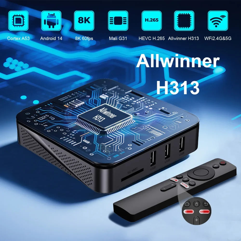 Velec Android 14 TV Box 8K Video Decoding 8K Streaming Media Player with Dual-Band WiFi Quad-Core Processor For Netflix YouTube