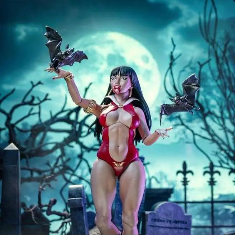 Frazetta Girls Studio Vampire Queen Vampirella 16cm Movable Action Figure Skull Head Sculpt Replaceable Face Hair Model Toys