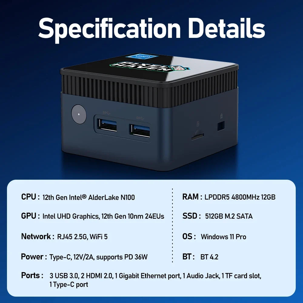 Game Console/Mini PC With 38000+Games With N100/Windows 11 Plug&Play 48 Emulators For PS3/PS2/Wii/N64/NES/GBA/NDS 12G+512G PC