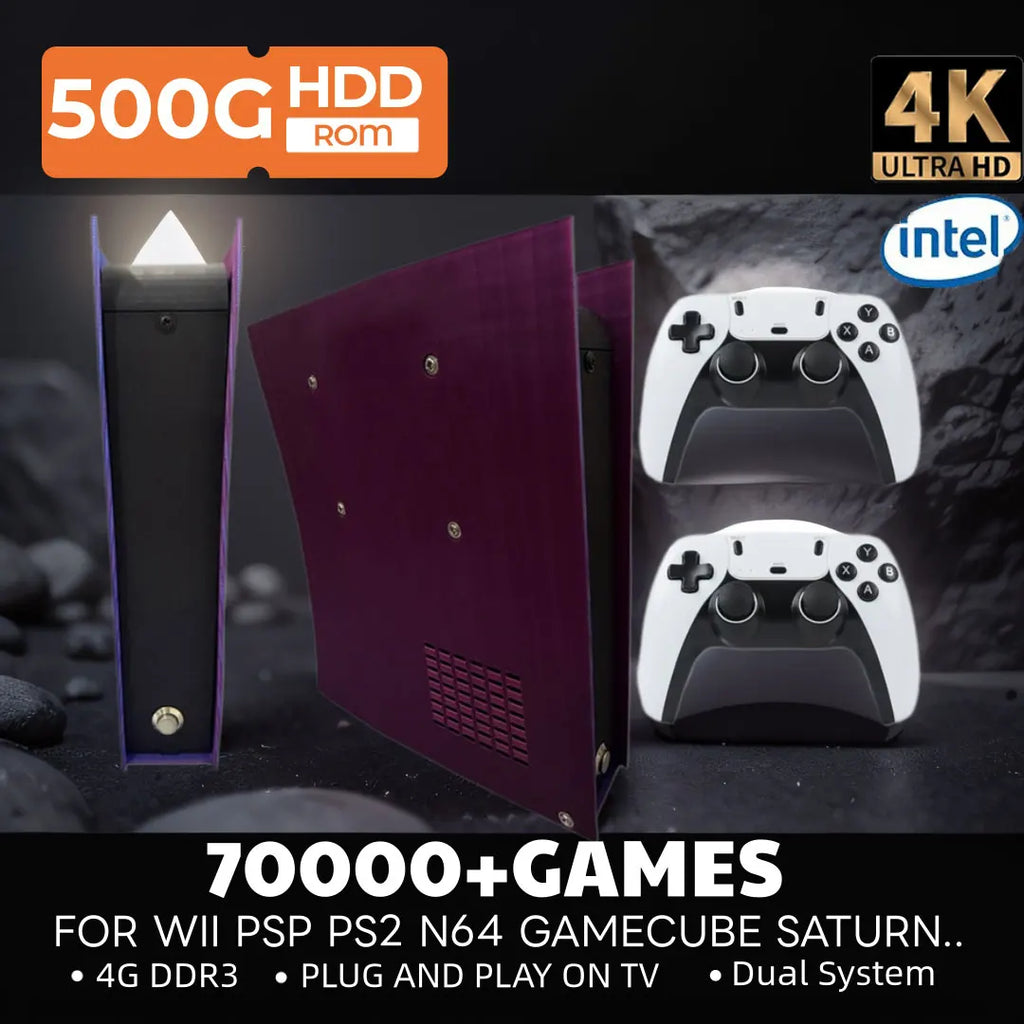 G11 retro game console 500G HDD Built-in 70000+game 4K high-definition output 60+emulator FOR XBOX WII Wireless Controller