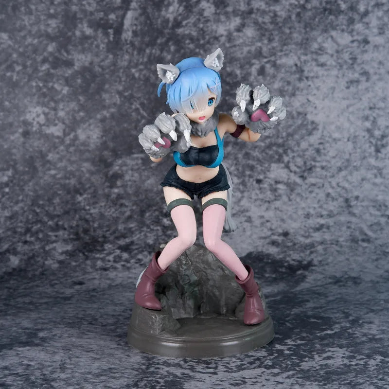 Anime Re:Zero kara Hajimeru Isekai Seikatsu Figure Rem Gray Wolf Model Halloween Dresses Action Figure Collection Gift Toy 19CM