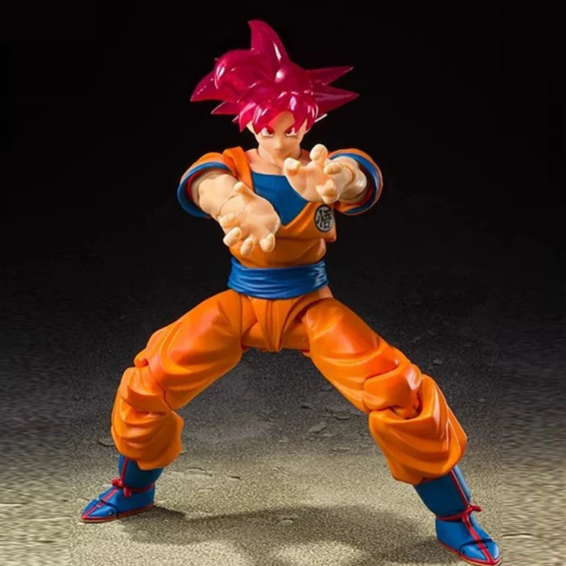 In Stock Shf Dragon Ball Super Saiyan God Son Goku Red and Goku Black Anime Action Figures PVC Collection Model Toys Gift
