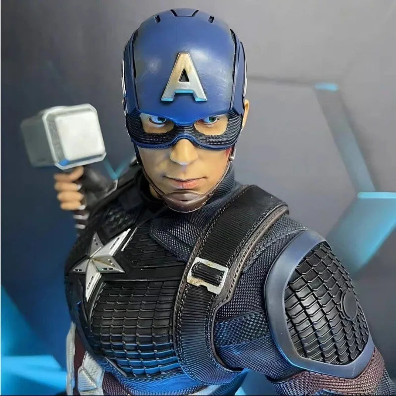 58cm The Avengers Figure Captain America Standing Posture Model Resin Anime Action Series Desktop Ornaments Holiday Gifts Toy
