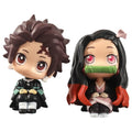 Anime Cute Q Versão Demon Slayer Action Figure Sentada Tanjiro Kamado Nezuko PVC Action Model Kid Toy Gift 8/9cm