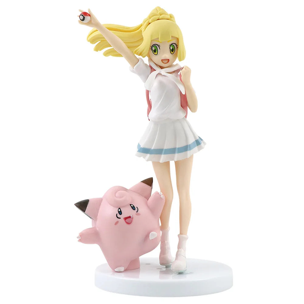 Anime Pokemon Lillie Clefairy Game Beautiful Girl Figure Model Gk Statue Charm Collection Desktop Ornament Hobby Toys Tide Play
