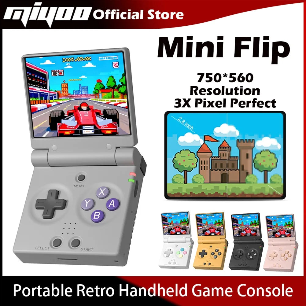 MIYOO Mini Flip Retro Handheld Game Console 2.8''IPS Screen Portable Video Game Consoles Classic Gaming Players Nostalgic Gift