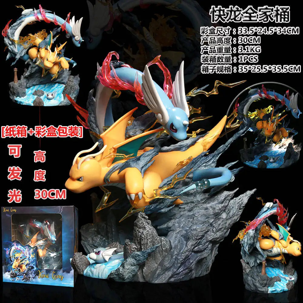 30cm Pokemon Dragonite Dragonair Dratini Action Figures Pvc Model Collection Statue Desk Doll Toys For Kids Birthday Gifts