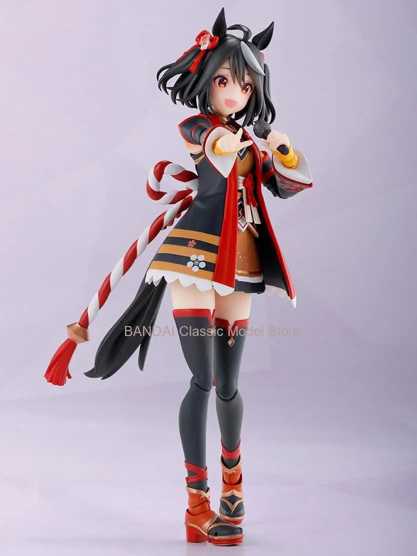 BANDAI Original S.H.Figuarts Umamusume Pretty Derby Kitasan Black Action Figure Assembly Model Toys Collectible Model Ornaments