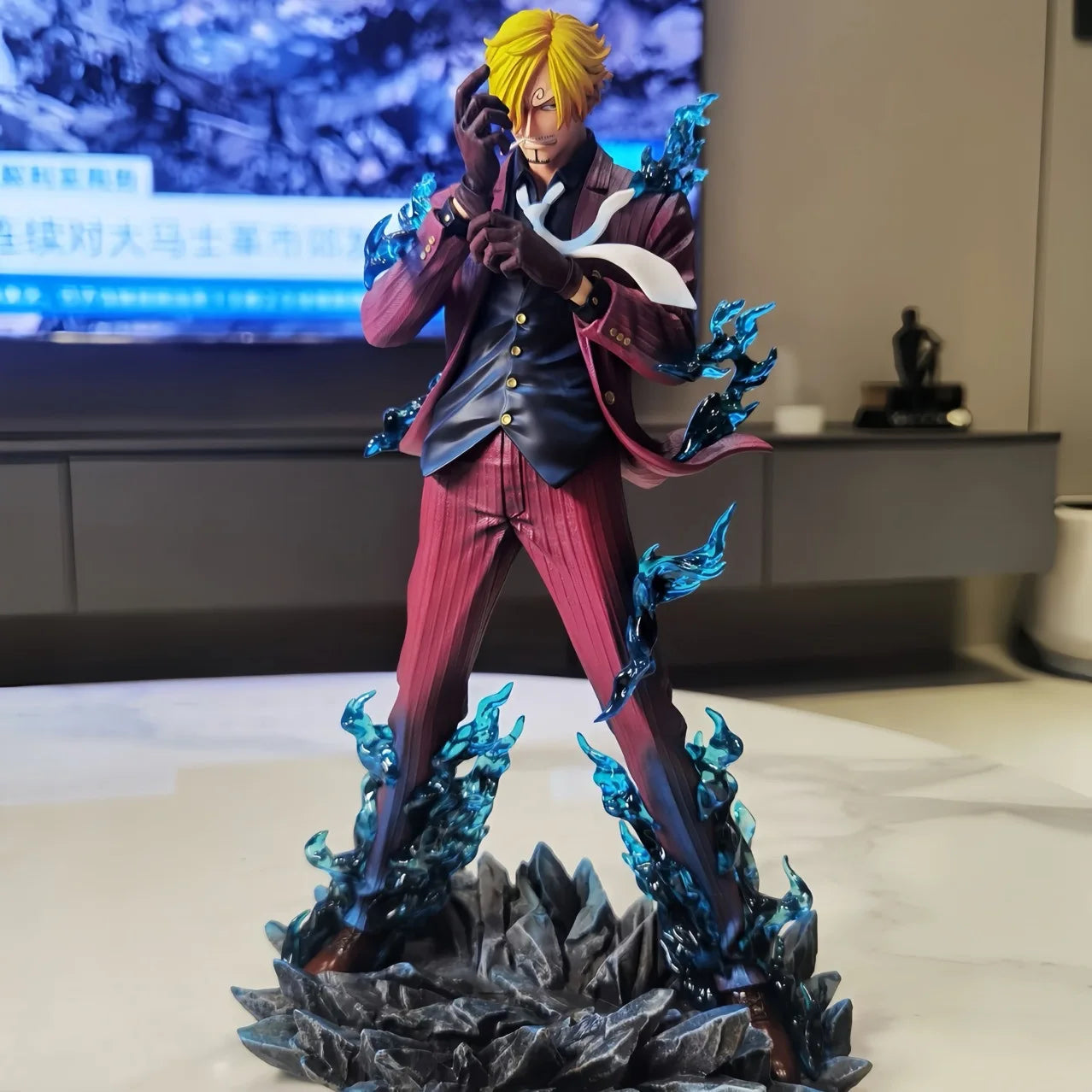 ONE PIECE 25cm Figure Sanji Anime Figures Pop Smoking Sanji Figurine Devil Foot Statue Pvc Collection Kids Toys Birthday Gifts ﻿