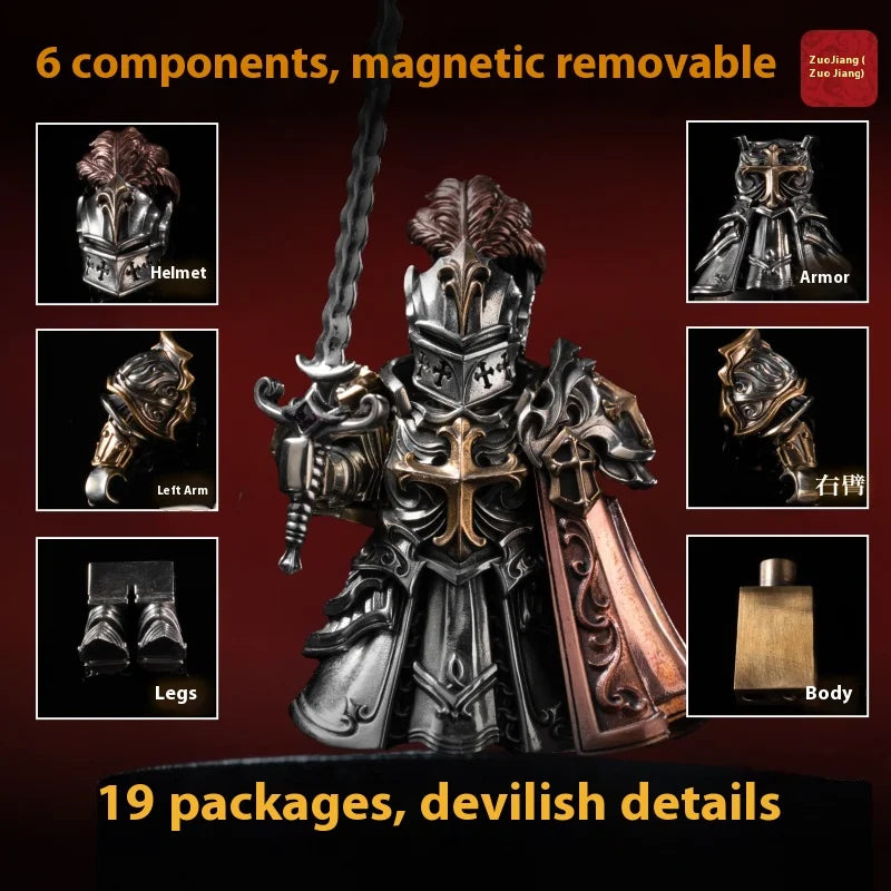 Detachable Metal Paladin Crusader Knight Figurine Chinese Style Desktop Ornament Collectible Action Figure Model Toy Gift