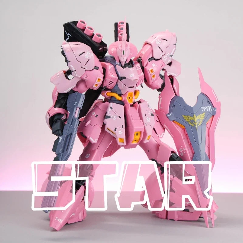 1/144 RG Sazabi Sakura Pink Assembly Mecha Action Figure Model Kit High Movable Toy With Water Slide Decal Desktop Ornament Gift