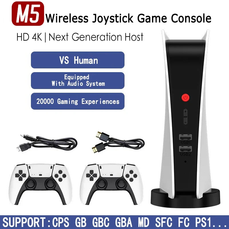 M5 Retro Video Game Console Classic PS1/FC/GBA Game Console Dual Wireless HDMI HD Built in 20000+Game 4K Output Gifts