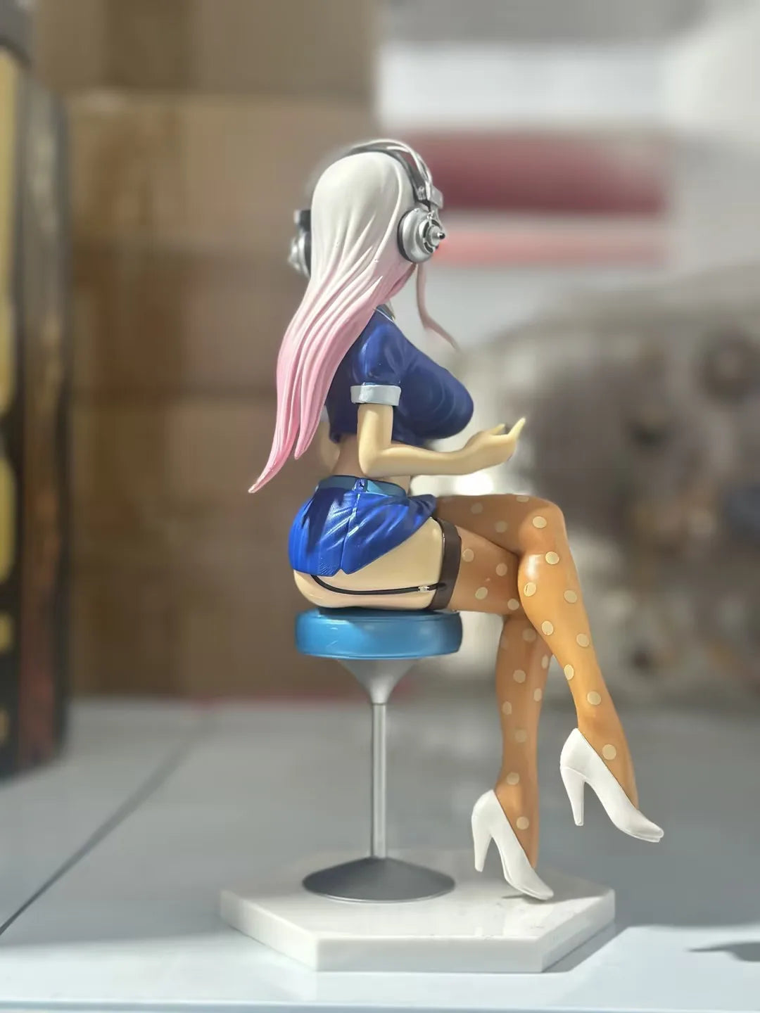 18CM Anime Super Sonico Figure Sitting Position Animation Model Toys Gifts Collection Desktop Decorations Ornaments 1/7 Ol Ver