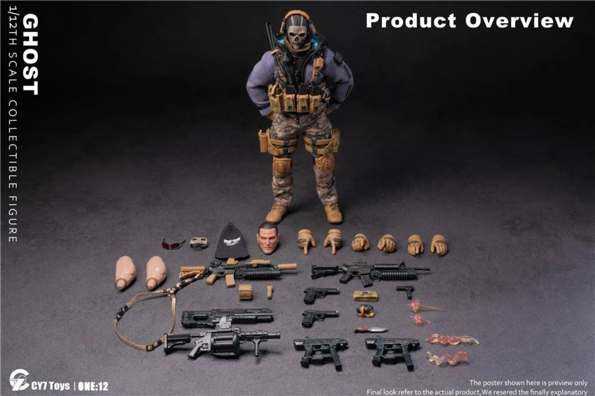 CY7-TOYS 6-Zoll 1:12 Death Ghost Bewegliche Männliche Soldatenpuppe Modell