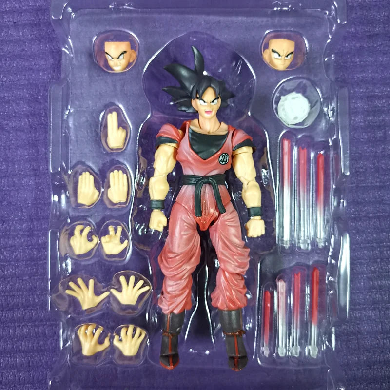 16cm Anime Dragon Ballz Shf Hyper Articulated Action Figure Set Saiyan Black Hair Second Generation Son Guku Model Kids Toy Gift