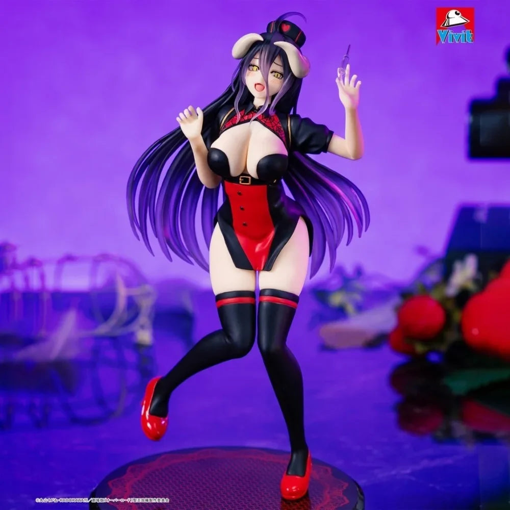 In Stock System Service Original Genuine Anime Overlord Vivit Figure Albedo Nurse Black Ver. 18cm Models Toy Figures Xmas Gift