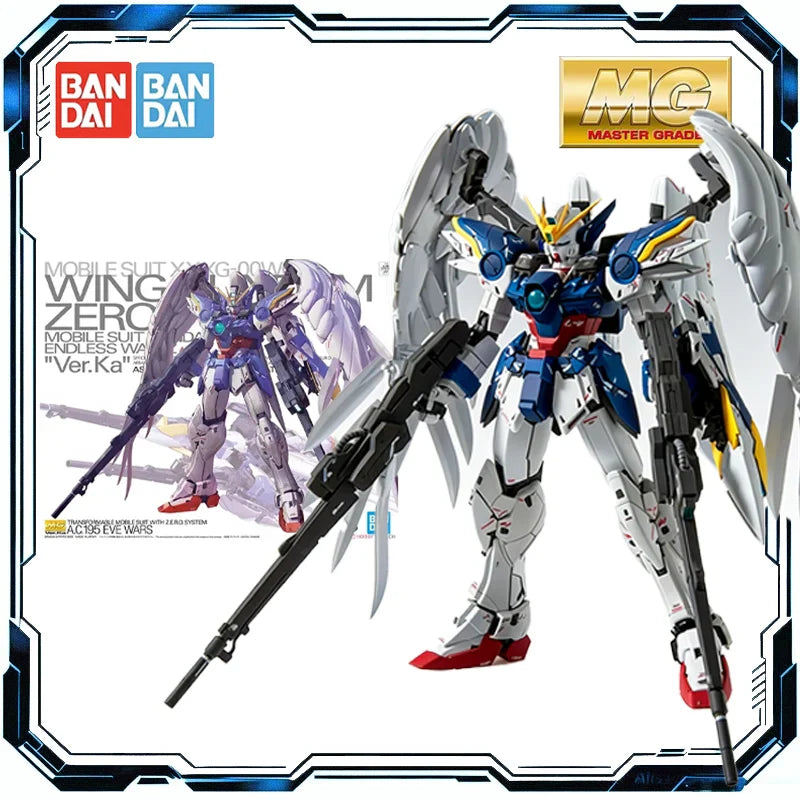 Bandai Original MG 1/100 XXXG-00W0 Wing Gundam Zero EW Ver.Ka Anime Actionfigur Sammlerstück Bausatz Modell Spielzeug Geschenk Kinder