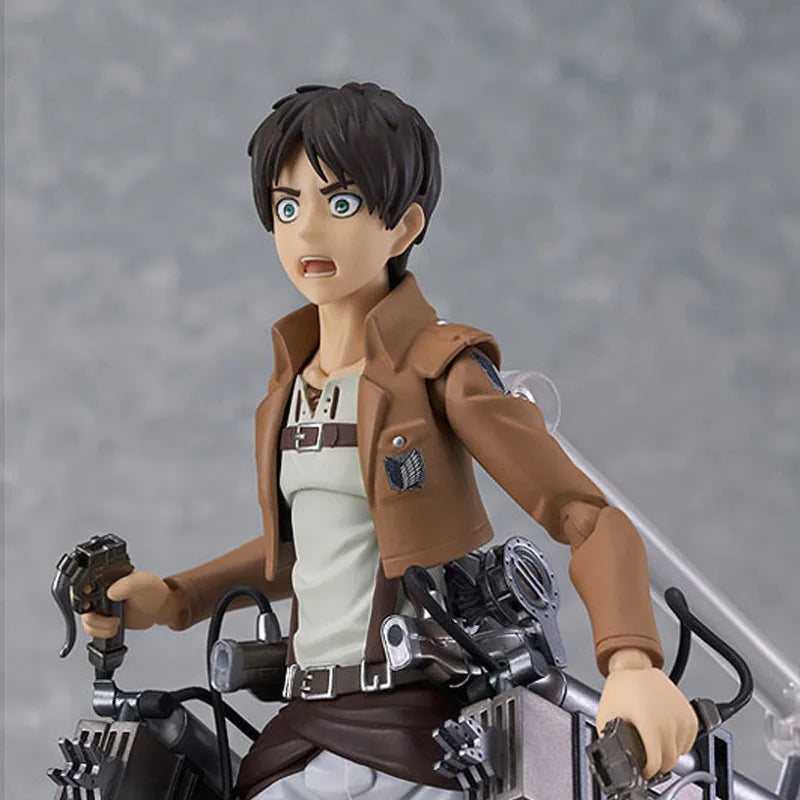 Anime Figure Attack On Titan Eren Jaeger Standing Holding Sword Detachable Model Toy PVC Collection Desktop Ornaments 14CM