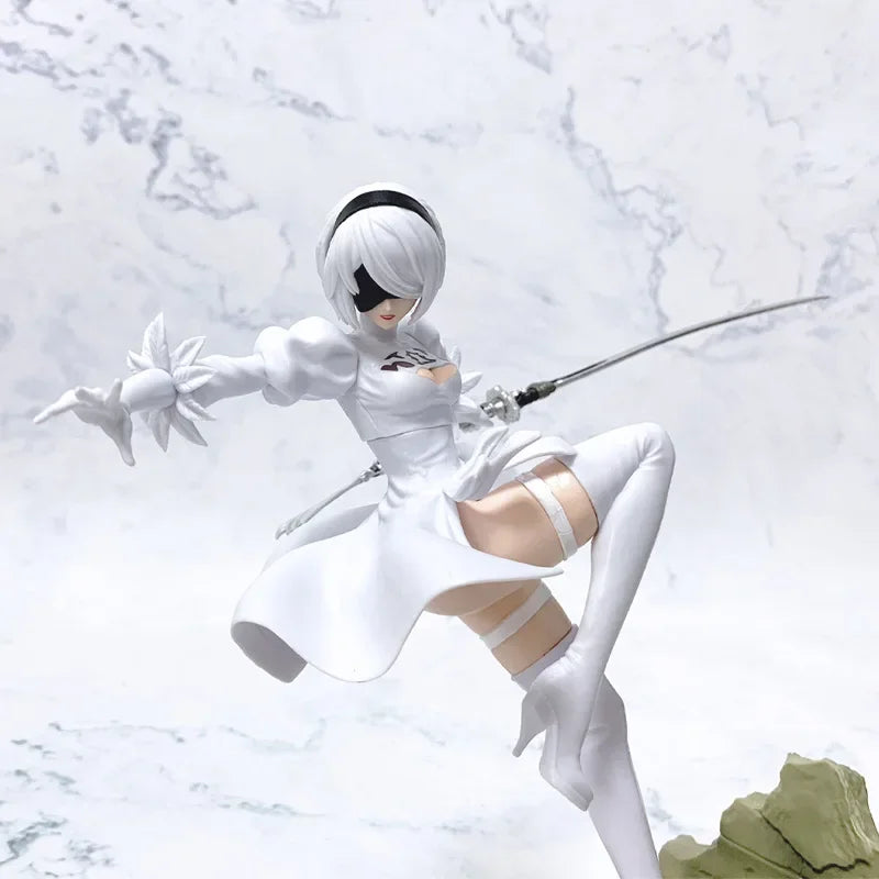 24cm Nier: Automata 2b Combat Posture Collectible Pvc Figure Mechanical Lifeform Statue Desktop Decoration For Gamer Anime Model
