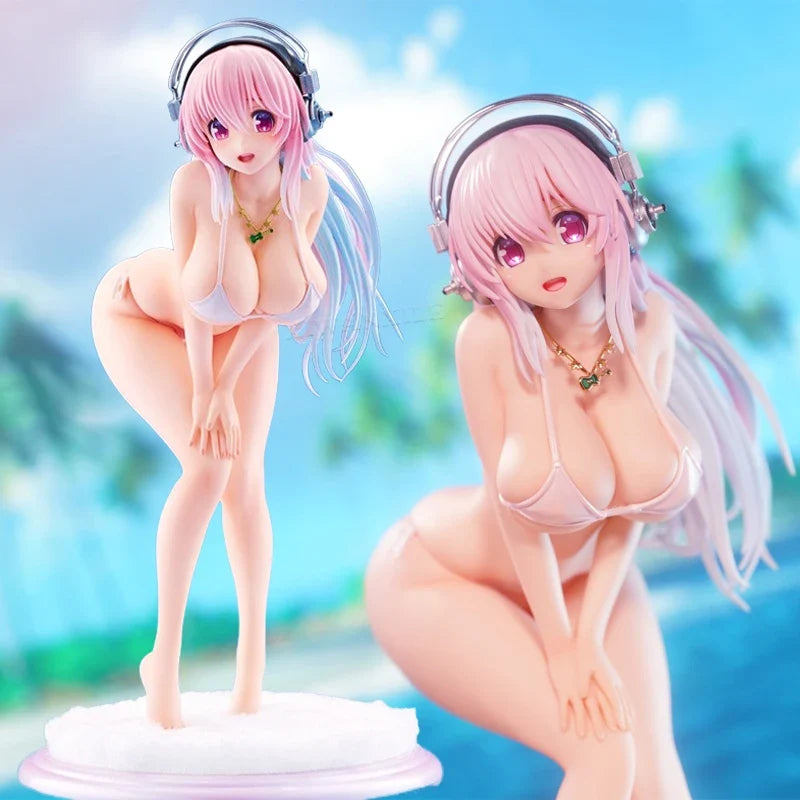 21cm Super Sonico Bikini Sexy Anime Girl Figure FuRyu BiCute Bunnies Super Sonico Action Figure Adult Collectible Model Doll Toy