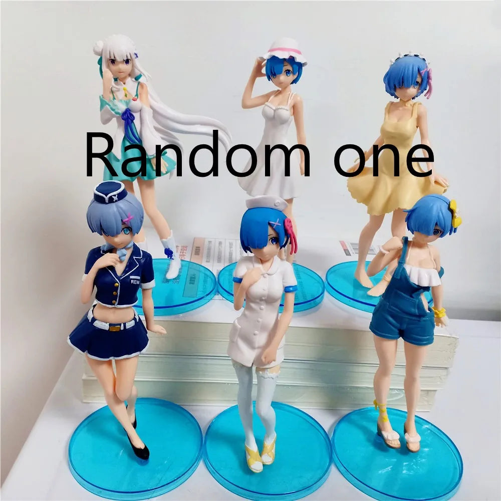 Anime Re:Life In A Different World From Zero kawaii Emilia Figure Rem PVC Collection Model Toys Hobbies for Birthday Gift