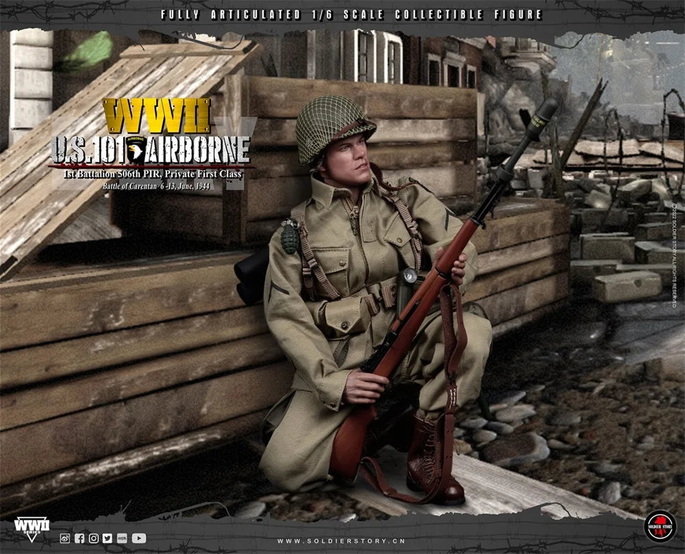1/6 SoldierStory SS126 WWII US 101. Bataillon Private First Class Ryan Komplettset bewegliche Actionfigur mit Sockel für Sammler