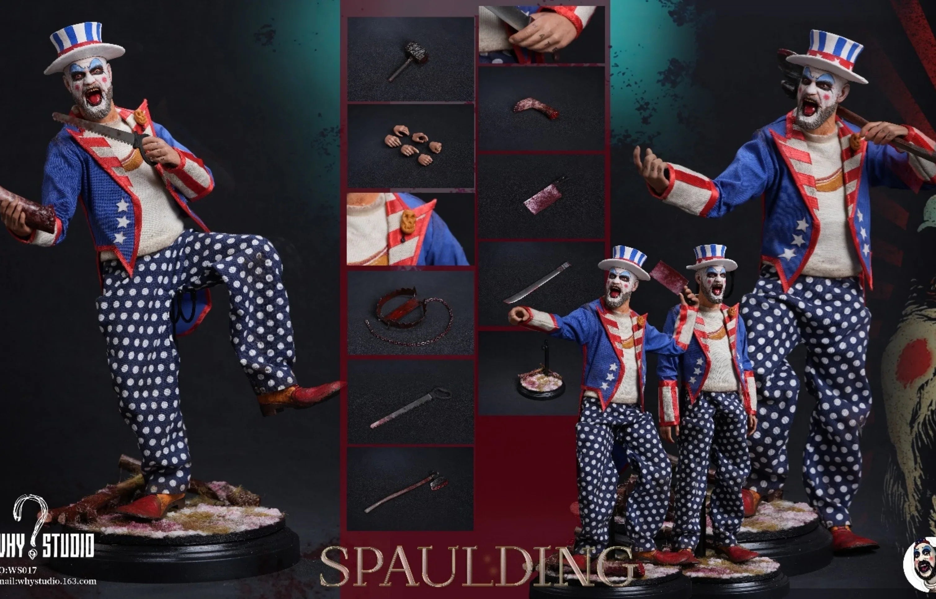WHY STUDIO WS017 1/6 Spaulding US Clown Action Figure Model