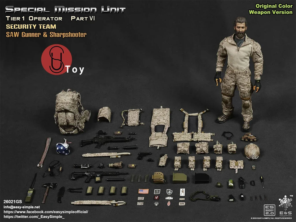 Easy&Simple ES 26021 1/6 SMU Tier-1 Operator Part VI Tandem HALO Jumper Pack Two person figurine Action Figure Model Toys