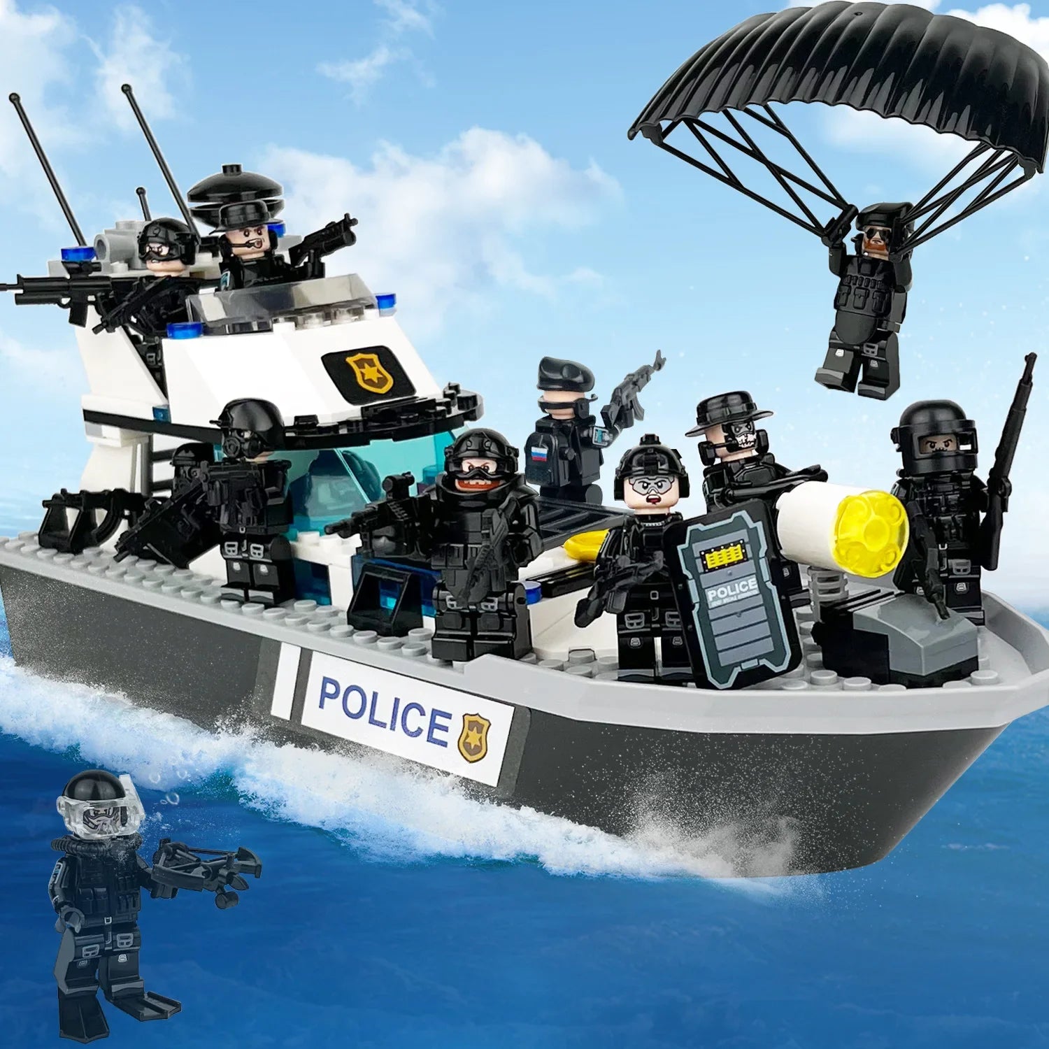 Shield ghost swat humanoid dolls, building blocks, digital action figures assembled toys reptile children's educational toys