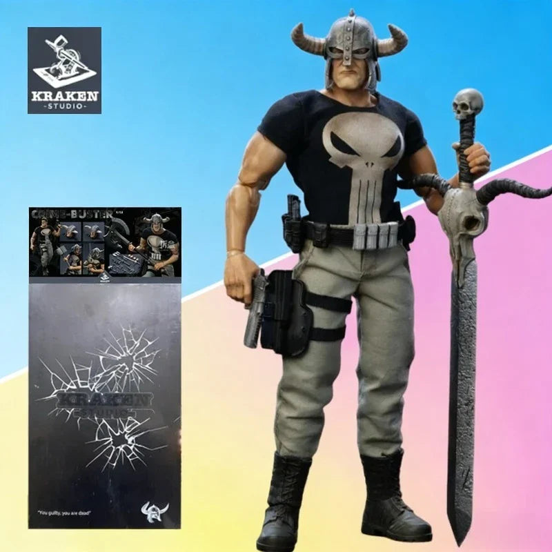 KRAKEN STUDIO Criminal Buster Series The Punisher Scale Articulated Figure | Marvel Comics Style Collectible Model for Adult