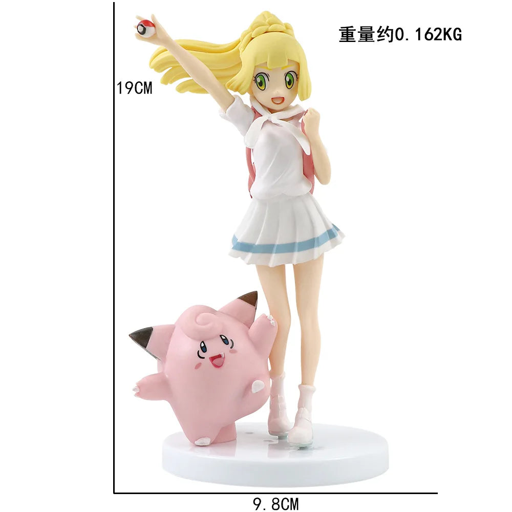 Anime Pokemon Lillie Clefairy Game Beautiful Girl Figure Model Gk Statue Charm Collection Desktop Ornament Hobby Toys Tide Play