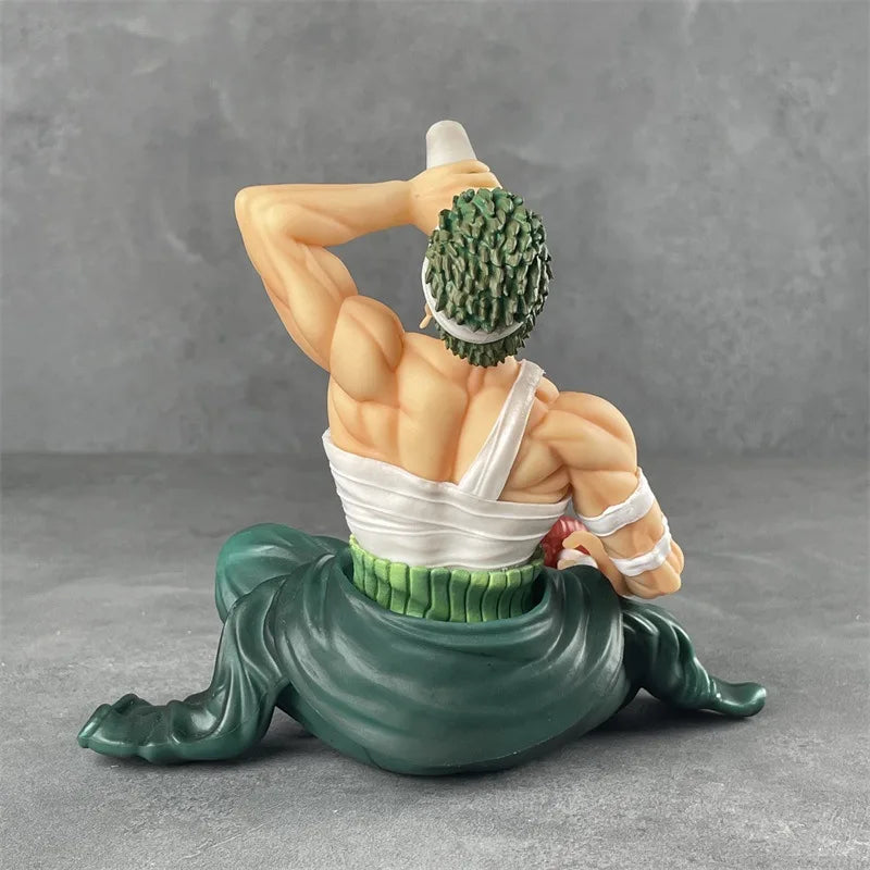 Onepiece Wano Country Bandage Zoro Drinking Swordsman Sitting Pose Figure Model Boxed Collector Anime Statue Toys Gifts For Fans