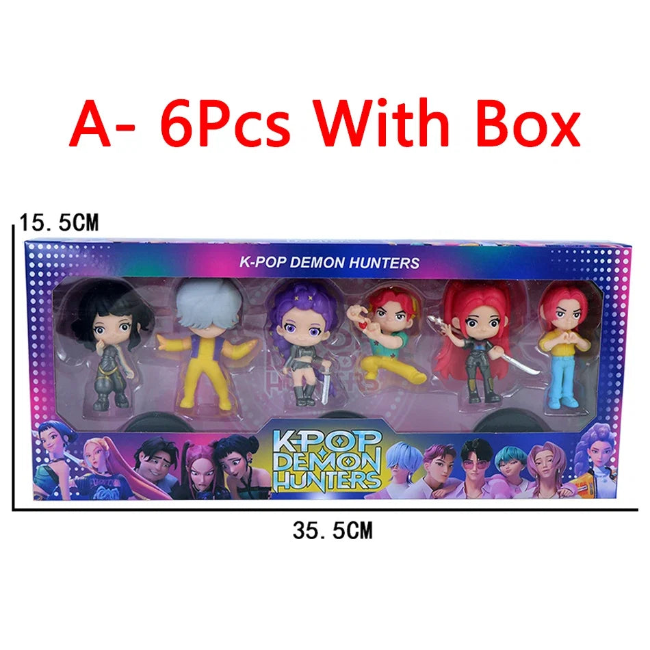 Q Version K-pop Girls Set Box Action Figure PVC Toy Derpys Rumi Mira Zoey Saja Boys Sussy Figurine Doll Fans Gift Childen Gift