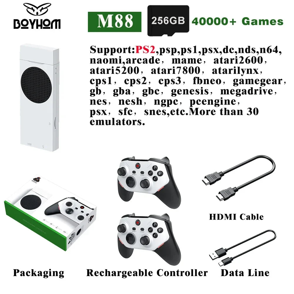 BOYHOM M88 4K Retro Video Game Console ARMMali-G52GPU Game Stick Wireless Gamepad Built-in 20000 Game for PS2/PS1/SS/DC/N64/MAME