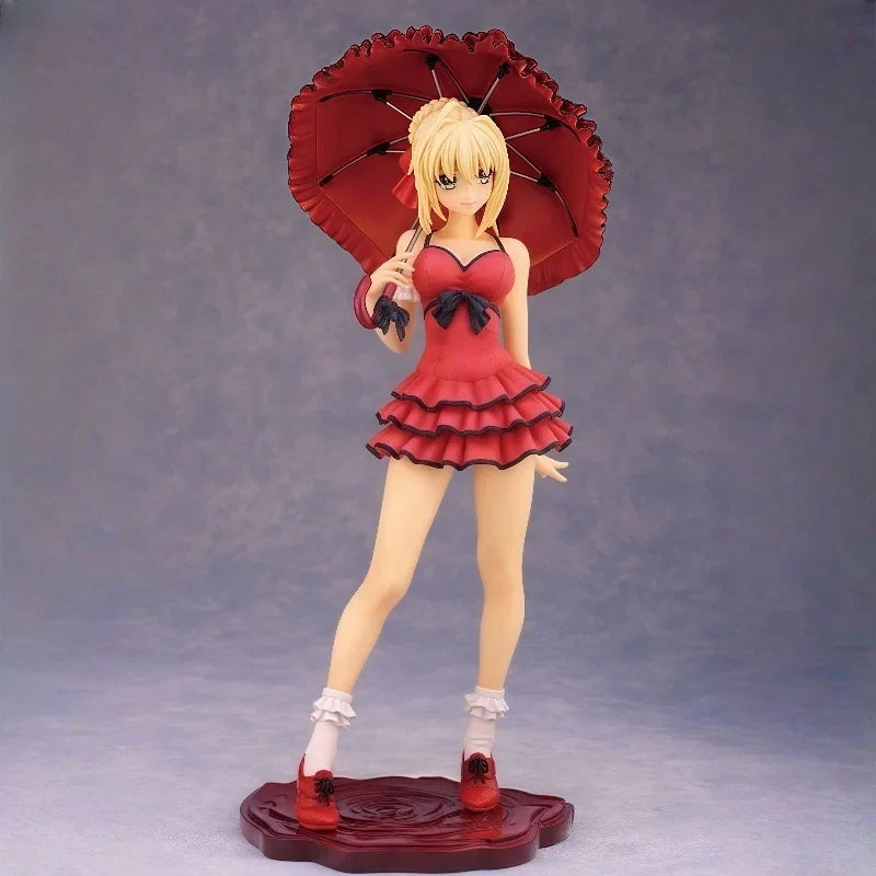 Alphamax Fate/Extra Fate Night Red Seba Saber Nero Dress Umbrella Holding Hands Model Toy Gift