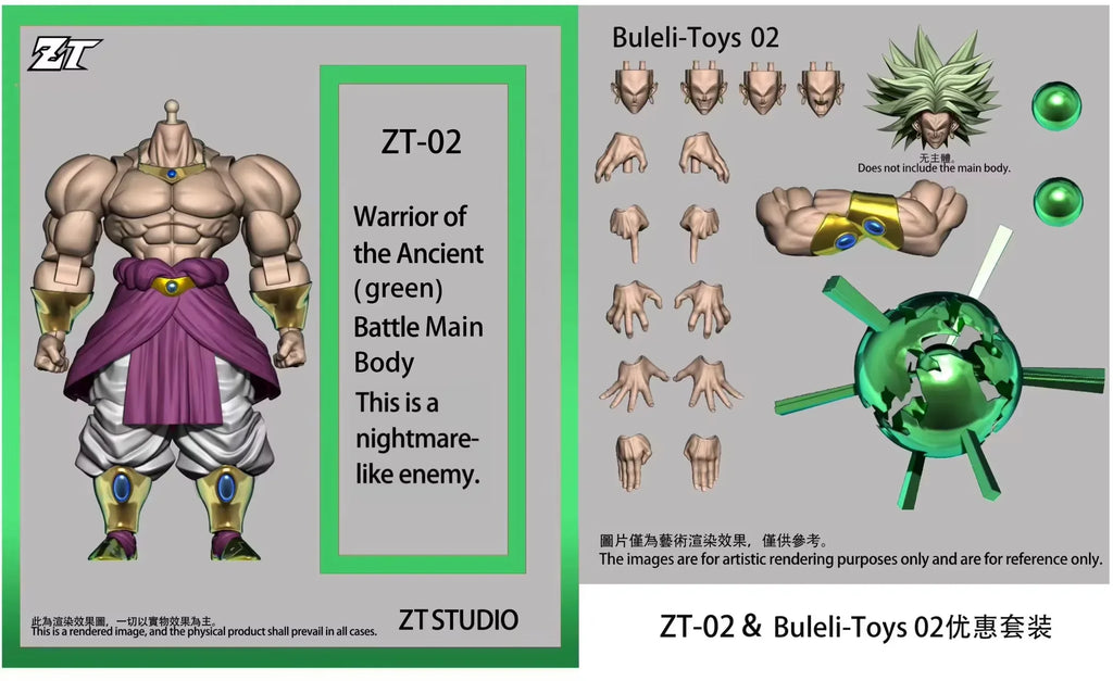 ZT STUDIO 1/12 ZT02 Dragon Ball Broly Anime Actionfiguren Alter Krieger Grüner Broly Figur Sammlermodell Spielzeug Geschenke