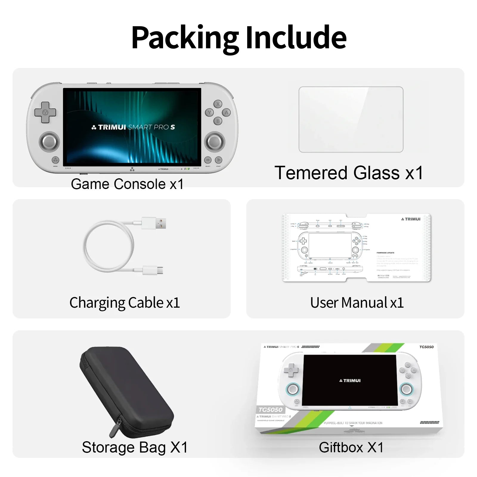 BOYHOM Trimui Smart Pro S TG5050 Handheld Game Console - Best for N64/PSP, Octa-core 2.0GHz, 4.96" IPS Display, 5000mAh Battery